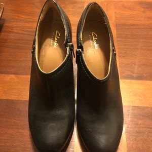 Clark’s women’s black leather ankle boots.